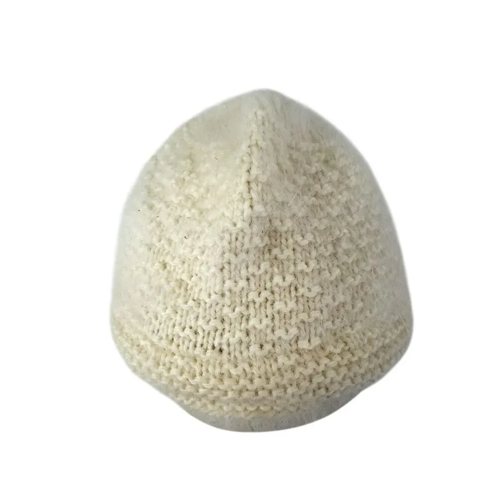 50s Brenton Looms New York Angora Wool Bonnet Baby Cream Hat Cap Vintage NWT